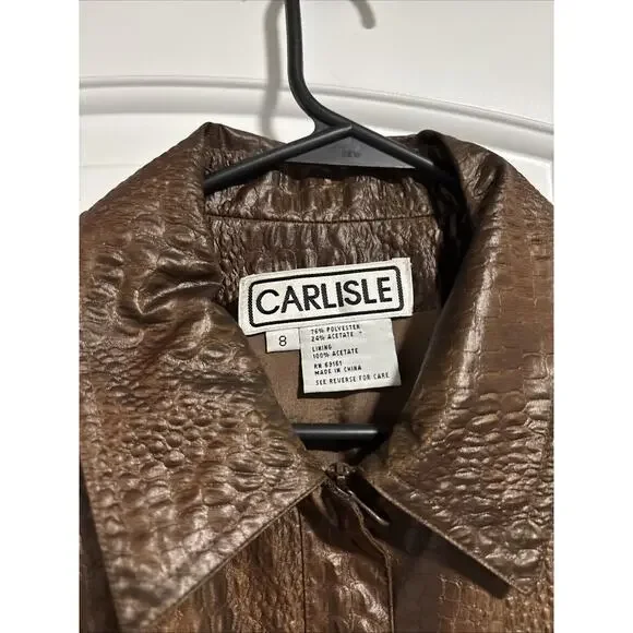 Carlisle Sz 8 Rich Printed Reptile Snake Animal Print Zip-Up Jacket Blazer